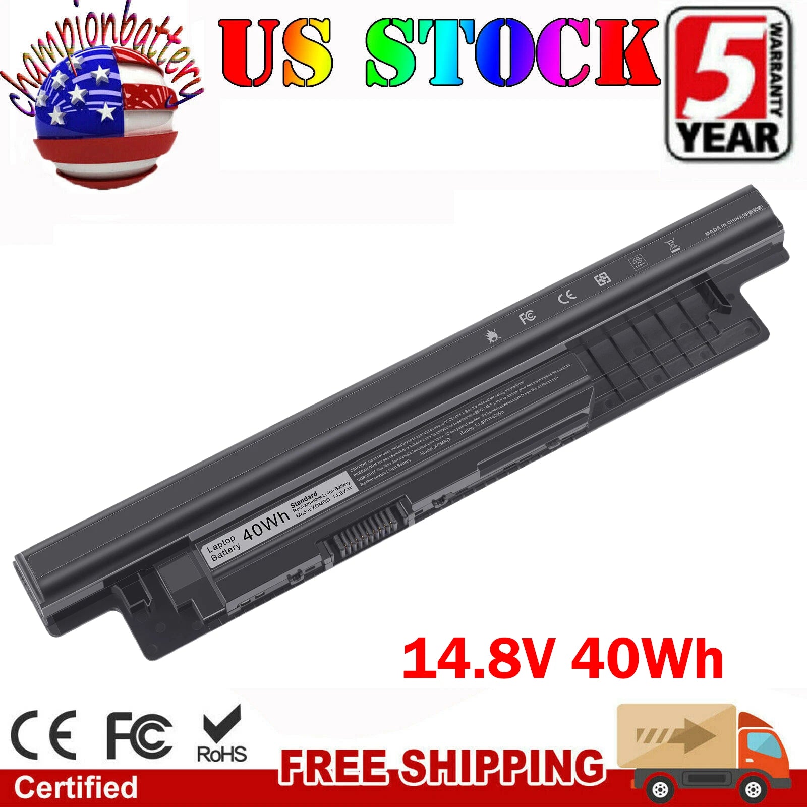XCMRD MR90Y Battery 40Wh For Dell Inspiron 3421 5421 15-3521 5521 3721 14.8V