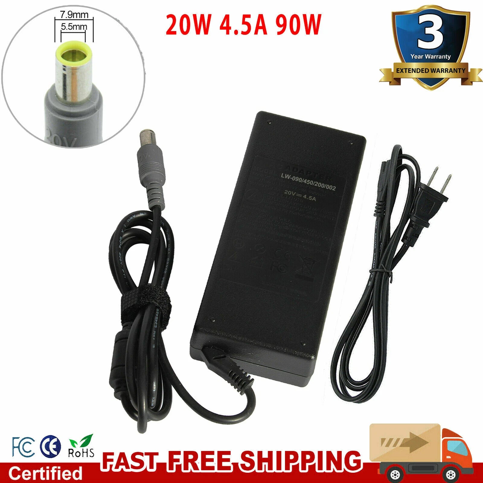 For IBM Lenovo Thinkpad 90W AC Adapter Charger T60 T61 X61 Z60 T400 T400s T500