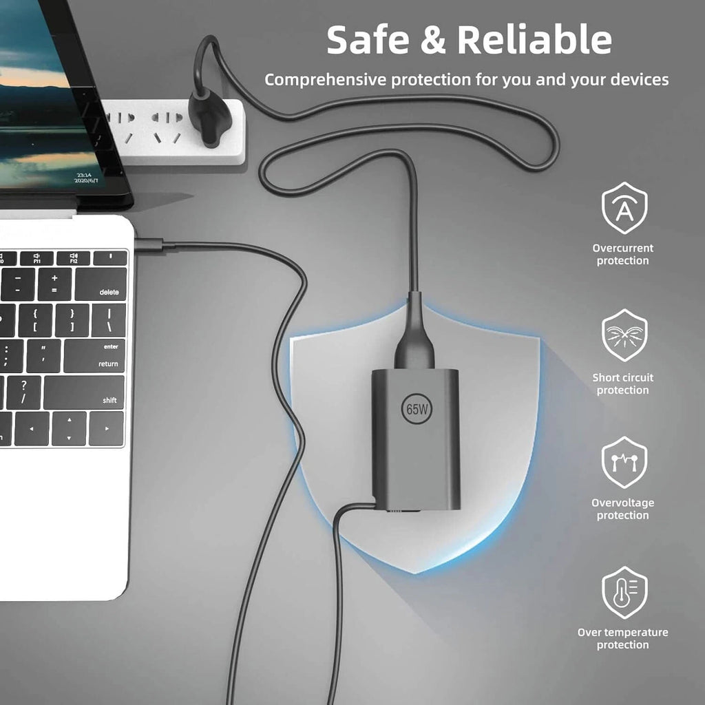 65W 45W USB C Laptop Charger For Dell Acer Samsung Asus Google AC Adapter Power