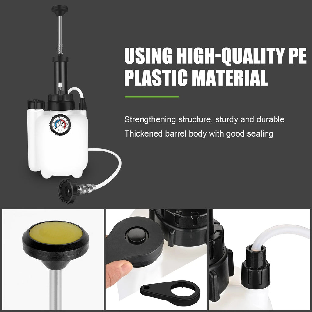3L Brake Bleeder Kit Manual Fluid Pump with 4 Master Cylinder Adapters 1L Bottle