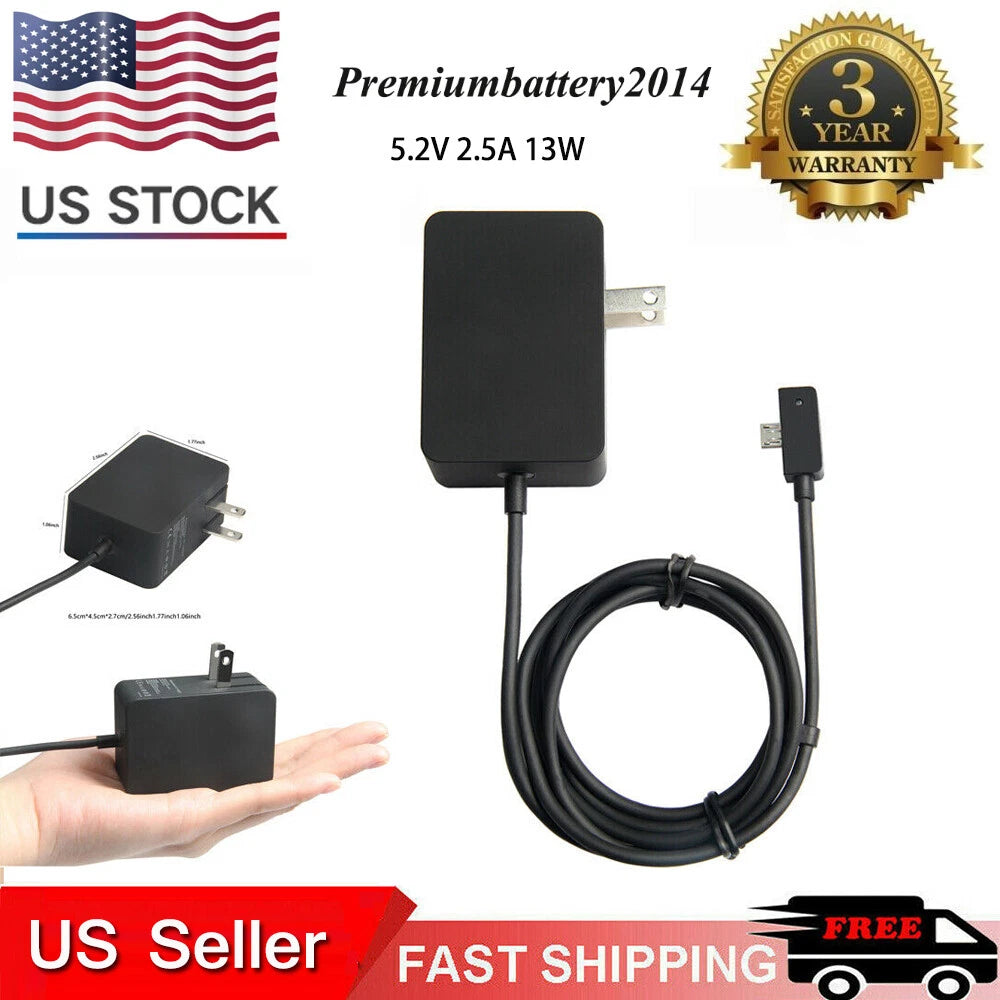 For Microsoft Surface 3 Charger 5.2V 2.5A Power Supply AC Adapter 1623 1751 Fast
