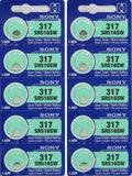 10 Sony 1.55V Button Cell Batteries, 317 SR516SW