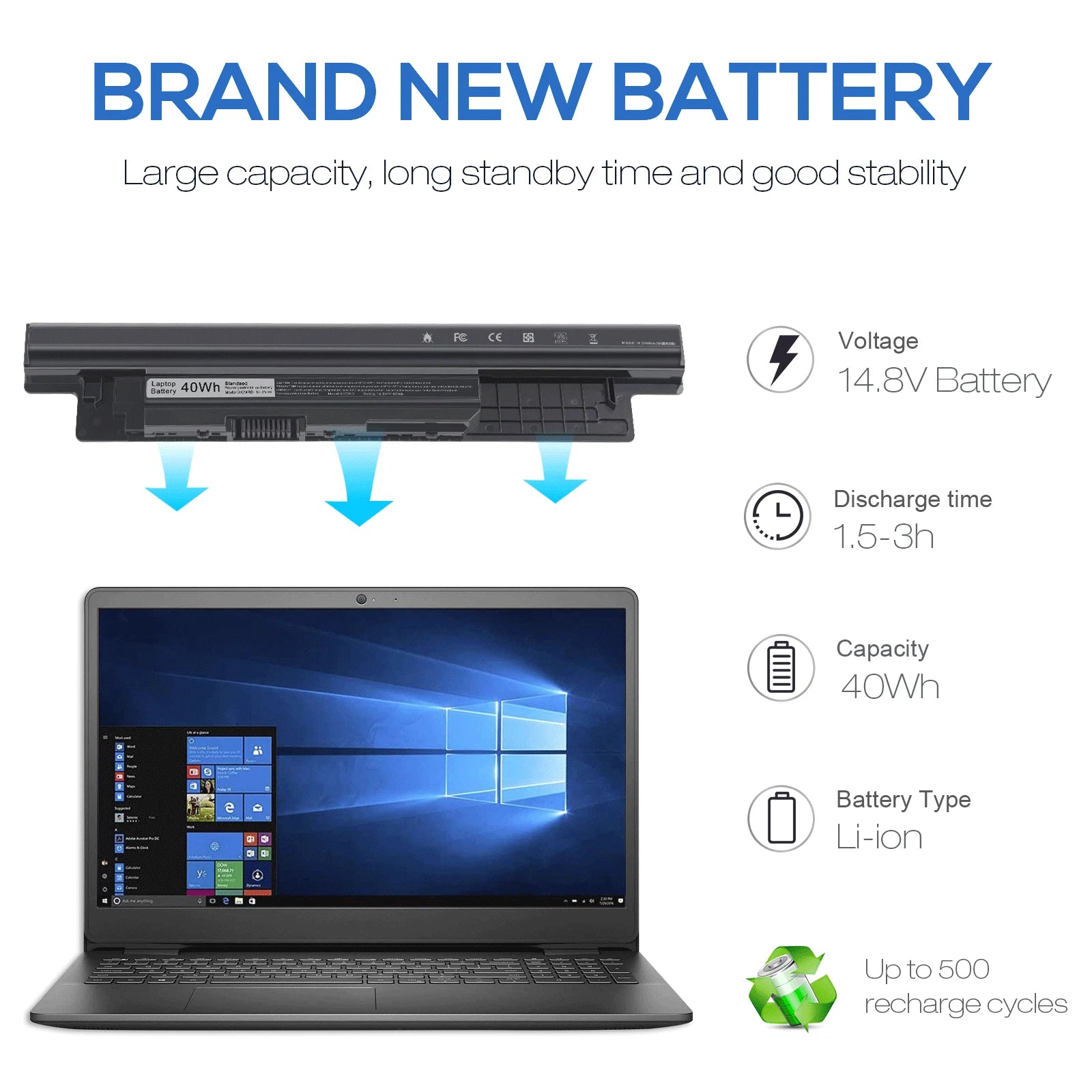 40WH XCMRD New Brand Battery For Dell Inspiron 17-3721 3737 5737 N3737 N5737