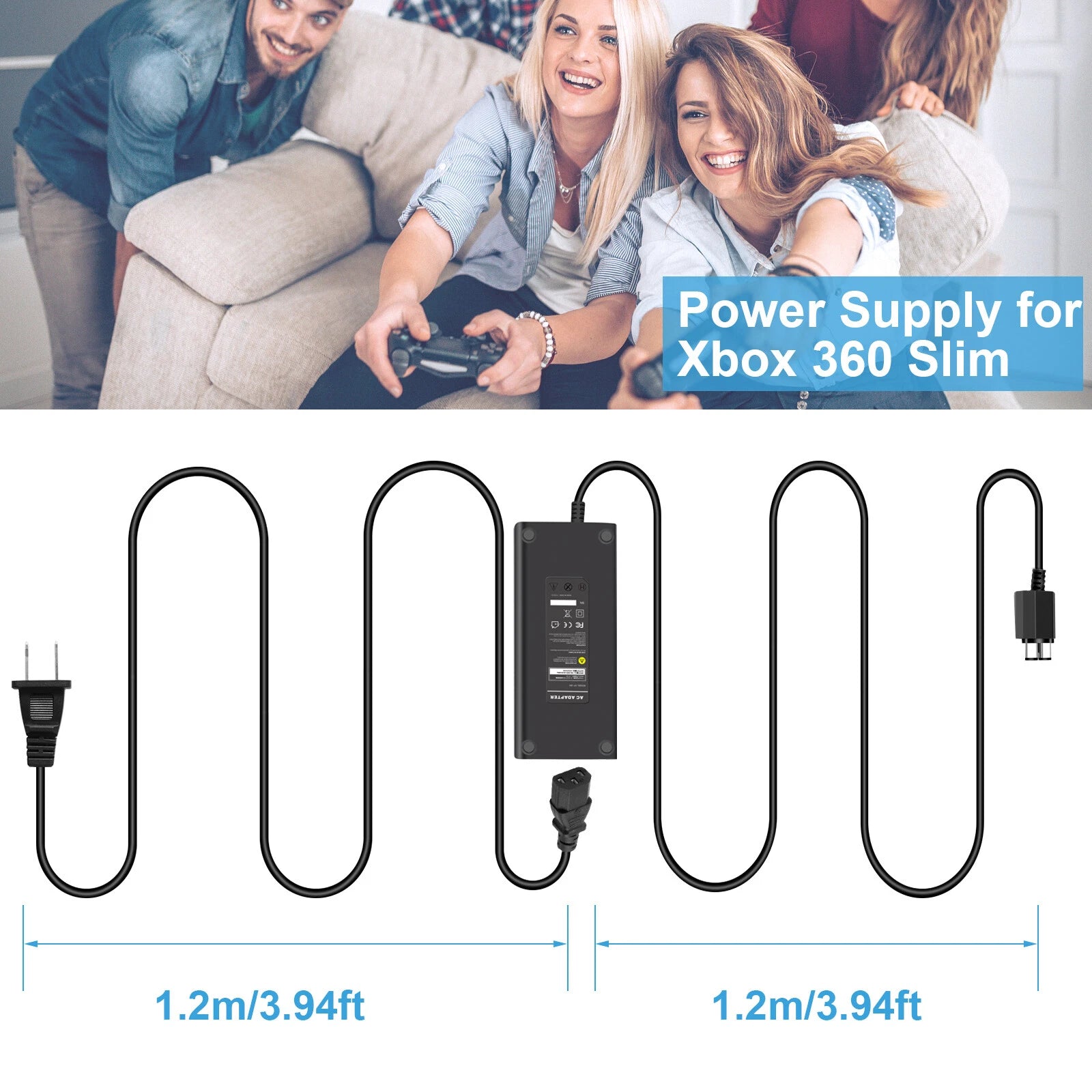 For Xbox 360 Console Brick Power Adapter Supply Charger Xbox 360 Battery Cord
