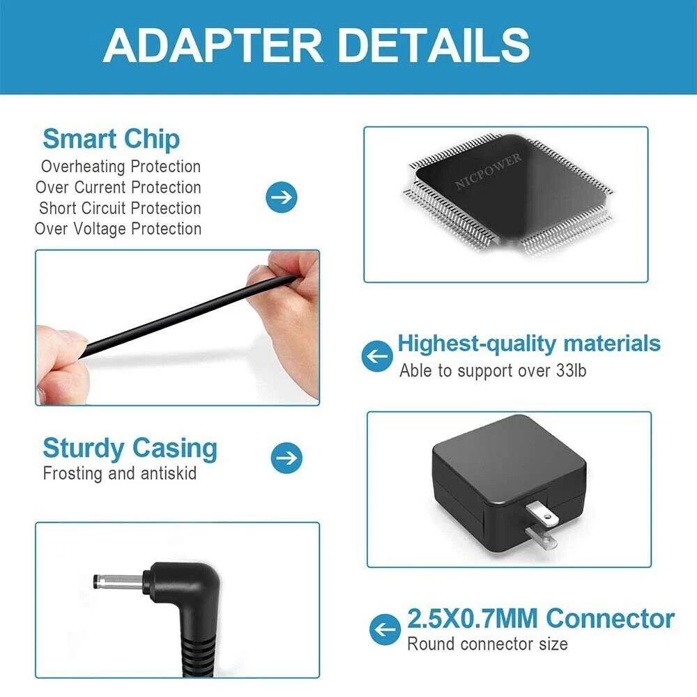 For Samsung Chromebook XE500C12 Laptop Adapter Charger PA-1250-98 Wall Charger