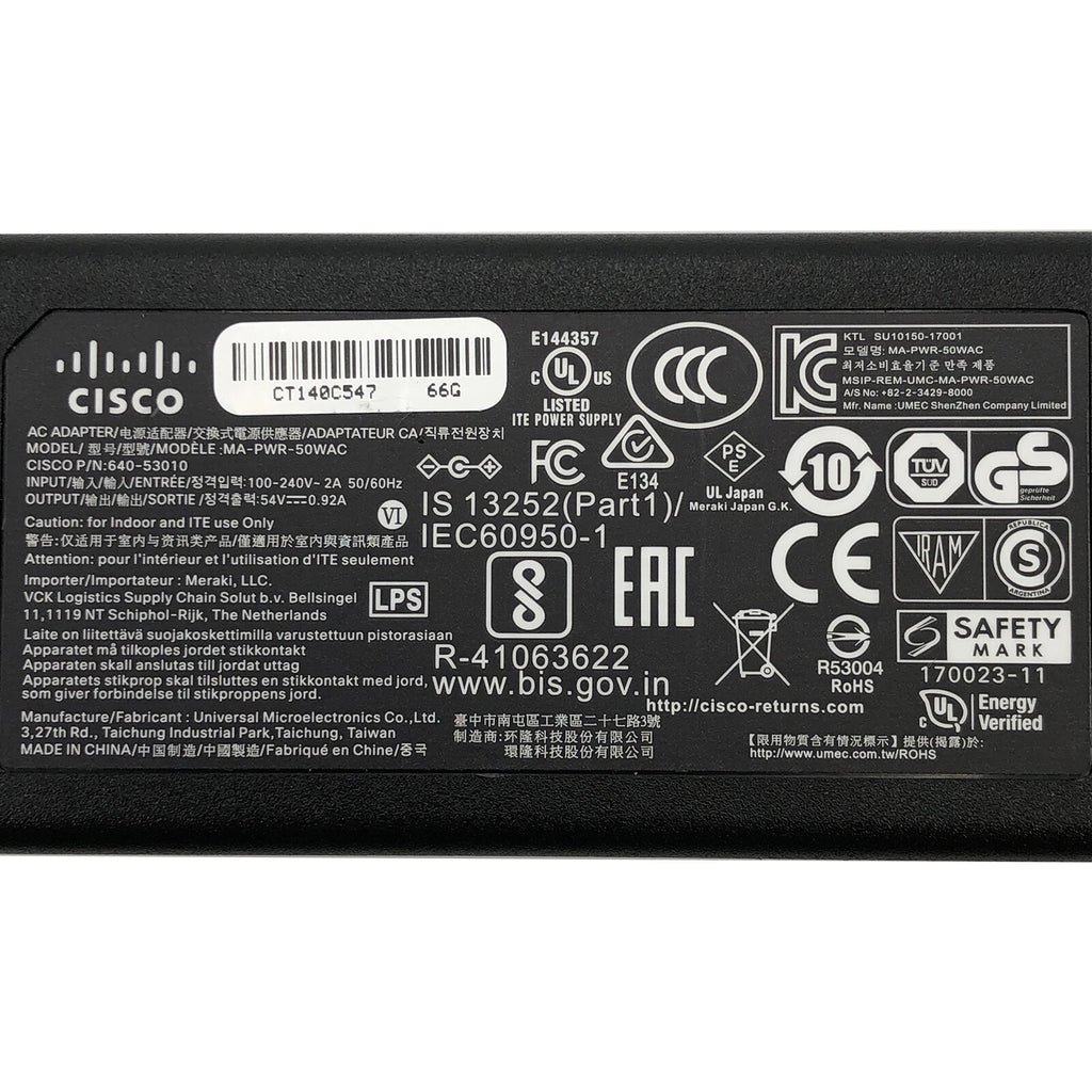 NEW Original Cisco AC Adapter For Cisco Meraki Z3 Z3-HW 600-53010 Router