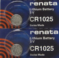 2 Pcs Renata 1025 Battery CR1025 Lithium 3v