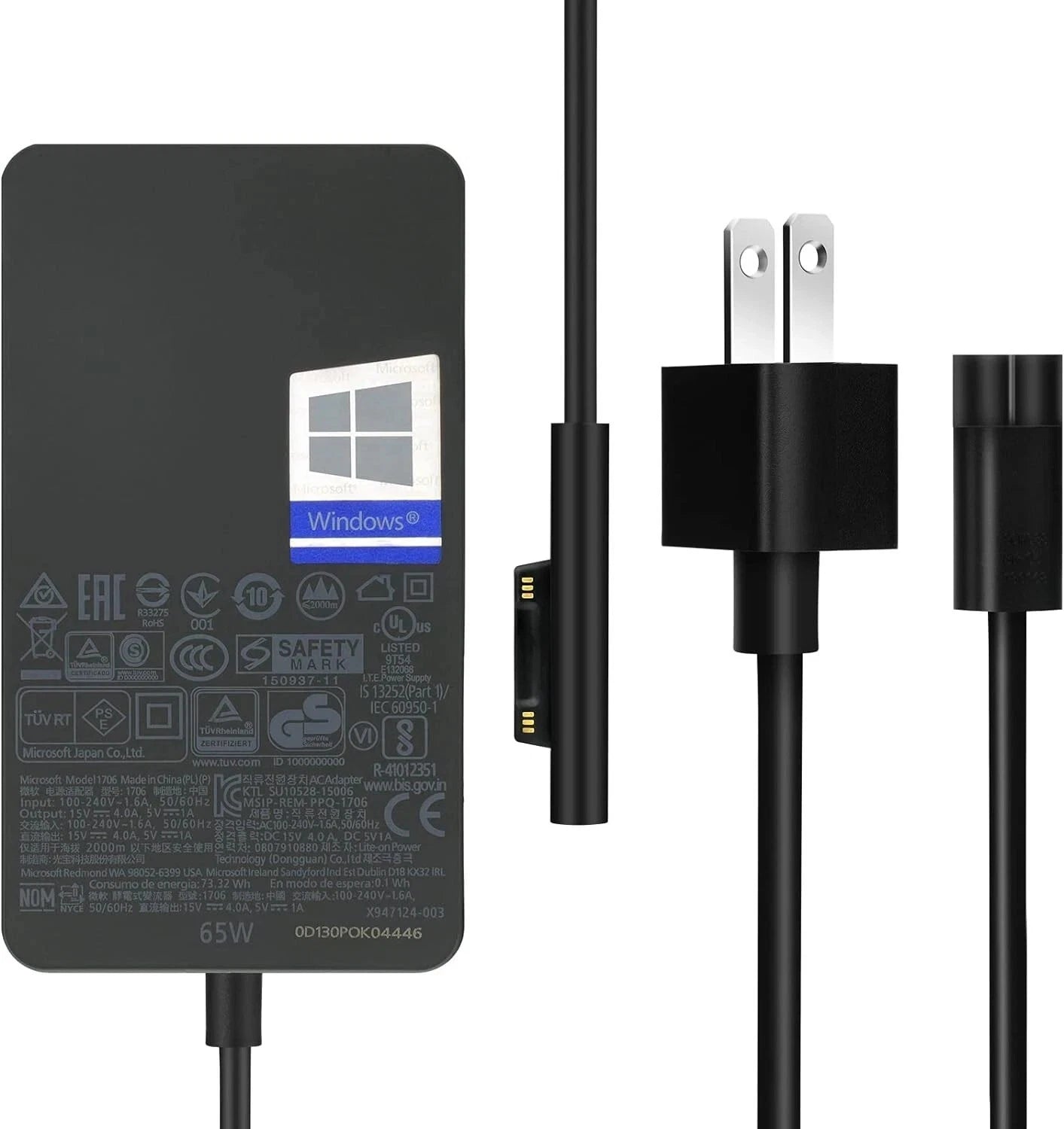 Genuine 65W Charger For Microsoft Surface Pro 11, 10, 9, 8, 7+, 7, 6, 5, 4, 3