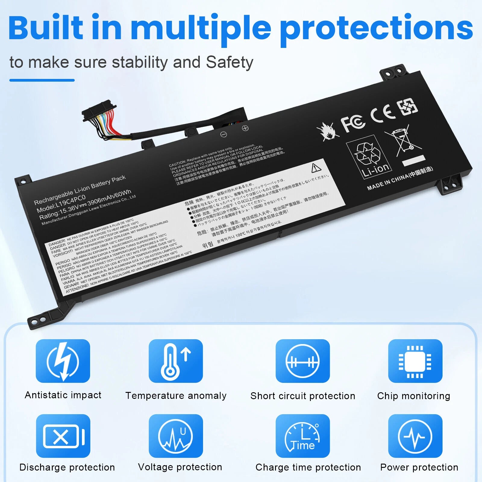 ?L19C4PC0 Battery For Lenovo Legion 5P-15IMH05 5-15IMH05 5-15ARH05 L19M4PC0 60WH