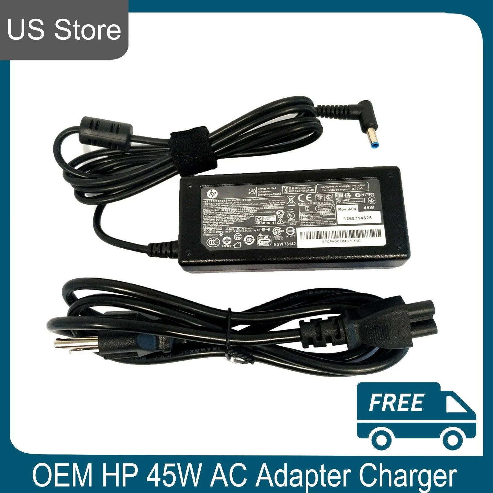 Genuine 45W HP Laptop Charger AC Power Adapter 740015-002 741727-001 19.5V 2.31A