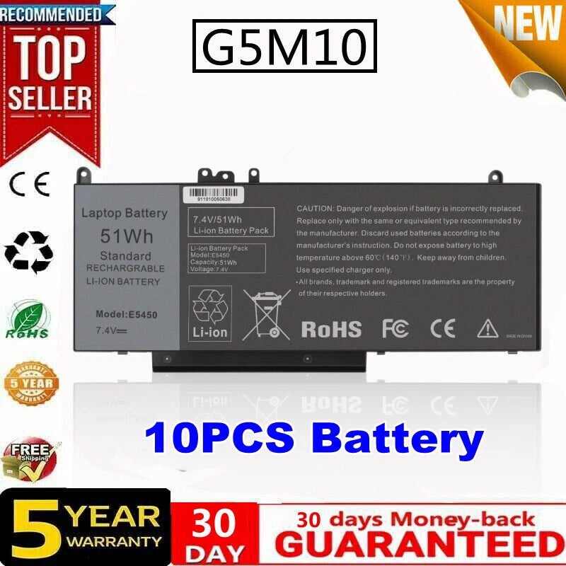 ?Lot 10x Battery for Dell Latitude E5450 E5550 15.6" WYJC2 8V5GX G5M10 7.4V 51Wh