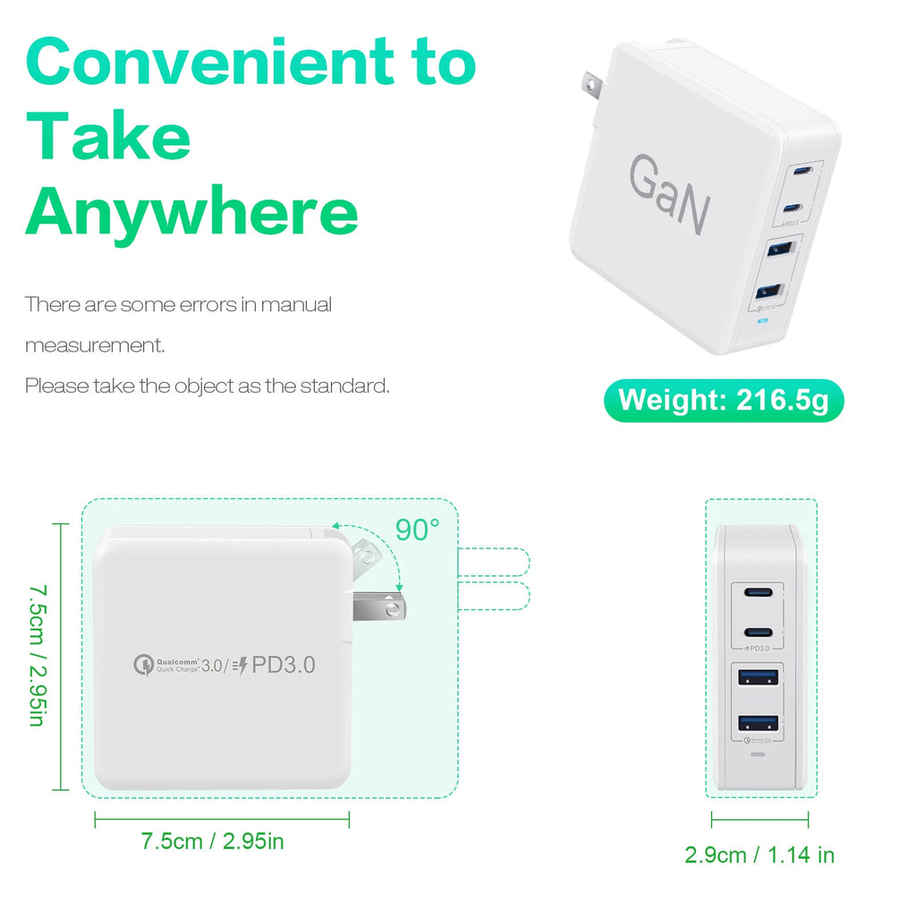 100W PD 3.0 GaN Charger Type C Foldable Adapter For iPhone 16/15/14/13 Pro Max