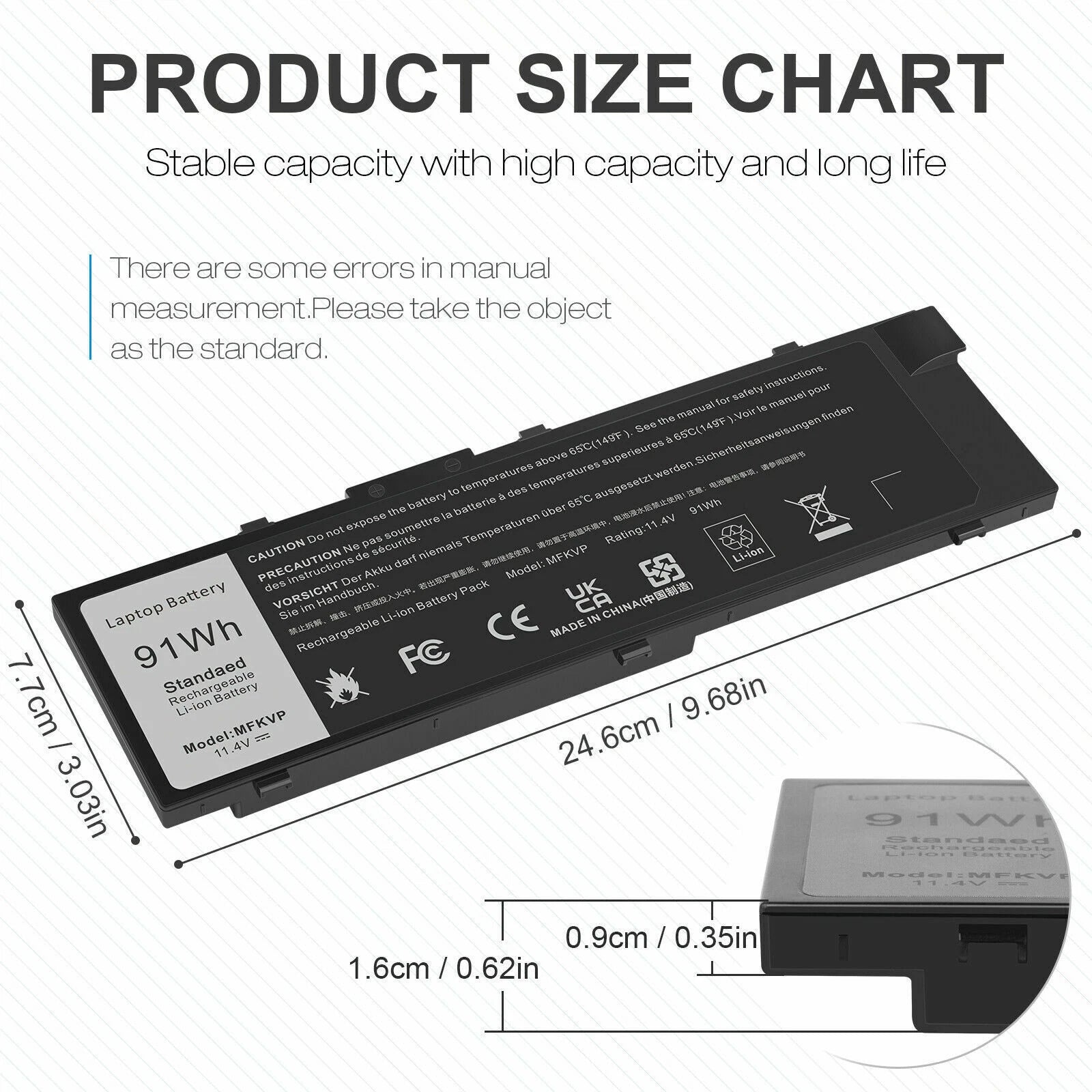 MFKVP Laptop Battery For Dell Precision 15 7510 7520 17 7710 7720 M7510 M7710