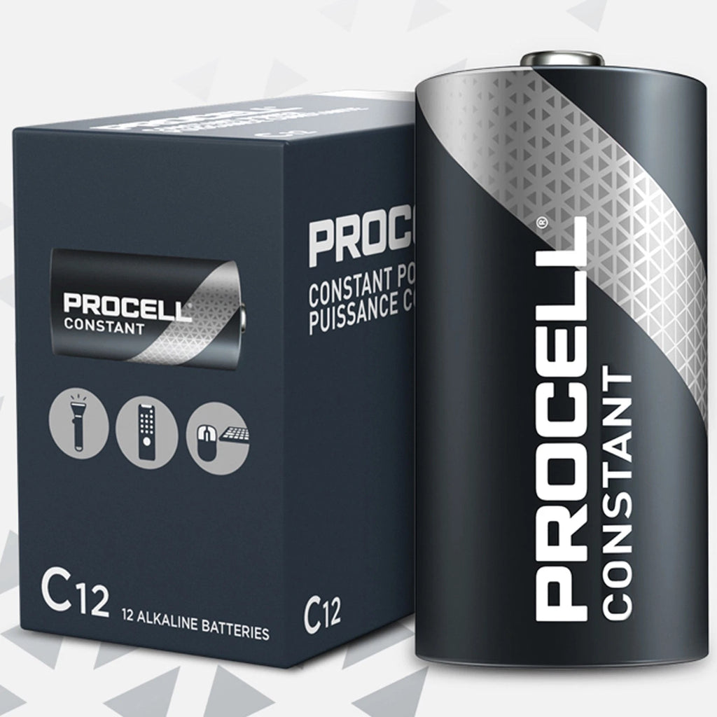 12pc Duracell PROCELL Constant Power PC1400 1.5V C Everyday Alkaline Batteries