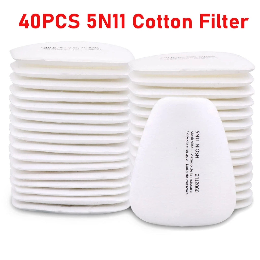 40pcs 5N11 Gas Mask Filter Cotton Filters Cartridge Mask Respirator Replacement
