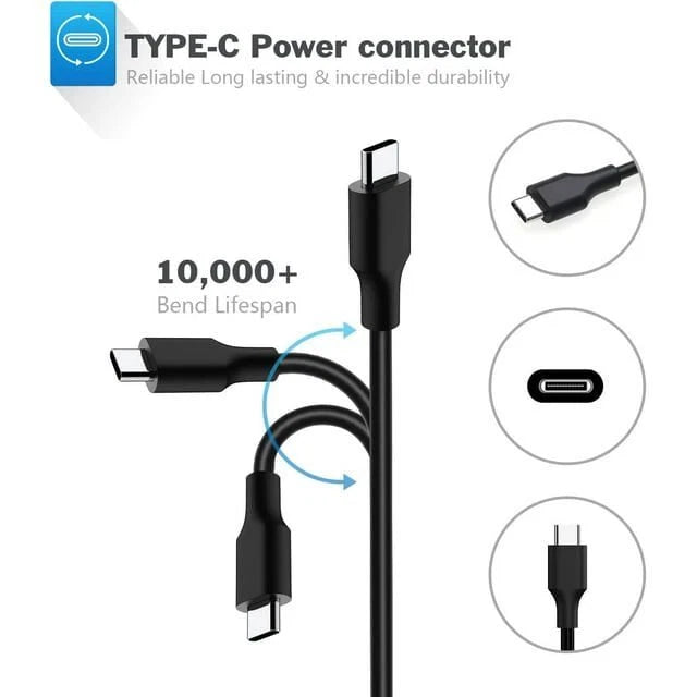 USB-C Laptop Charger 90W Chromebook Charger Type C AC Adapter For HP Dell Lenovo