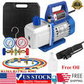 4CFM 1/3HP 1 Stage Vacuum Pump HVAC and Solid R134A Kit AC A/C Manifold Gauge