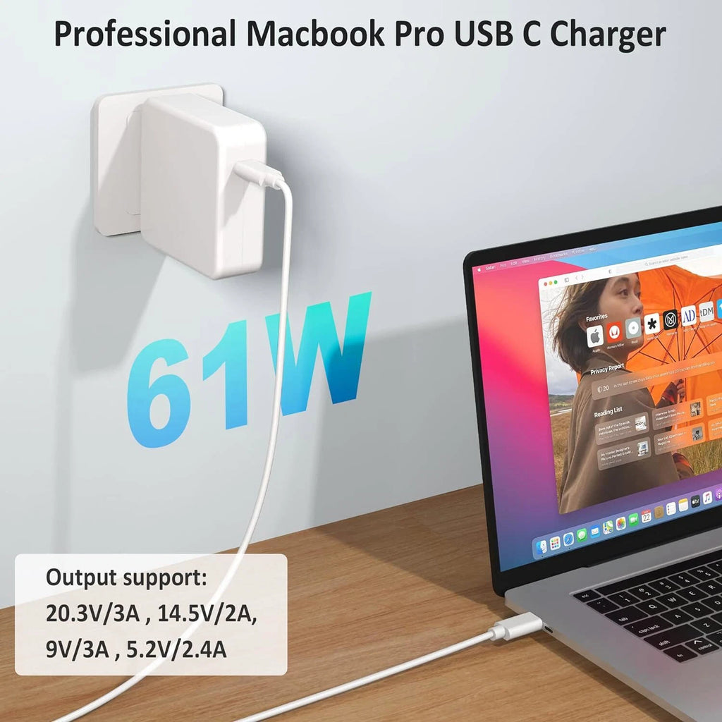 61W USB-C Power Adapter Charger for Apple MacBook Pro/Air 13 Inch A1708 Type-C