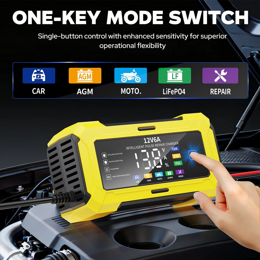 12V Automatic Car Battery Charger for LiFePO4 Maintainer Trickle Repair Lithium