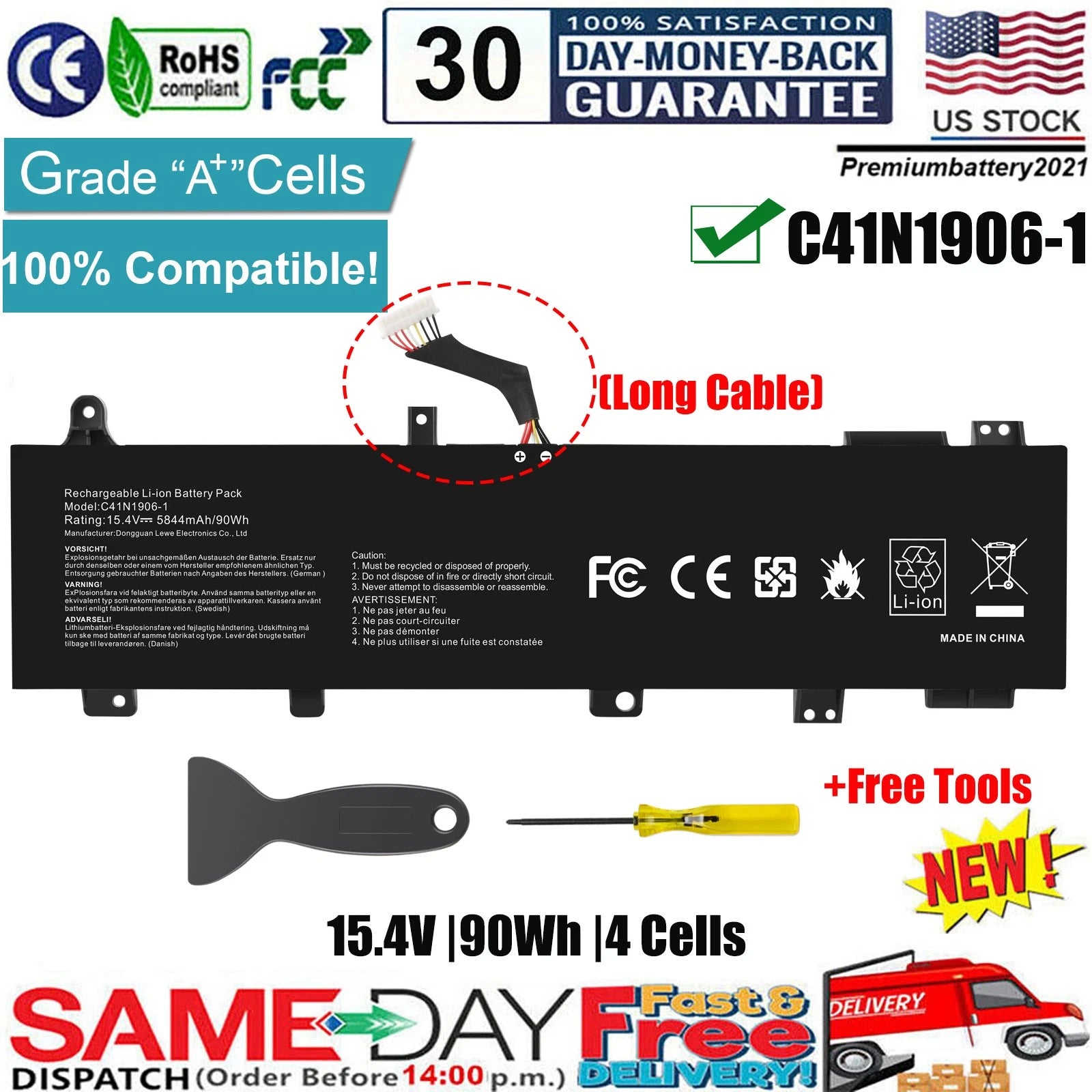 C41N1906-1 Battery For ASUS TUF Gaming A15 FA506 F15 FX506HM A17 FA706II FA706IH