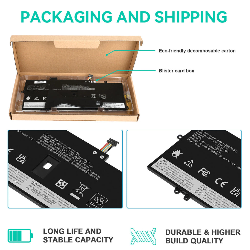 Battery L18C4P71 For Lenovo ThinkPad X1 Carbon 7th 8th Gen L18L4P71 L18L4P72 New