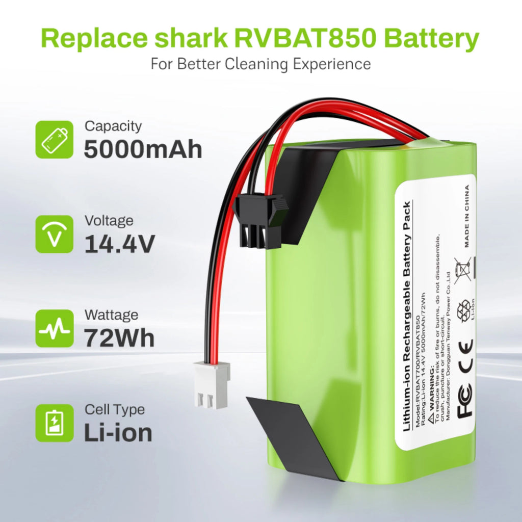 2X Replacement 5.0Ah 14.4V Battery for Shark Vacuum RVBAT70 RVBAT850 RV1101ARUS