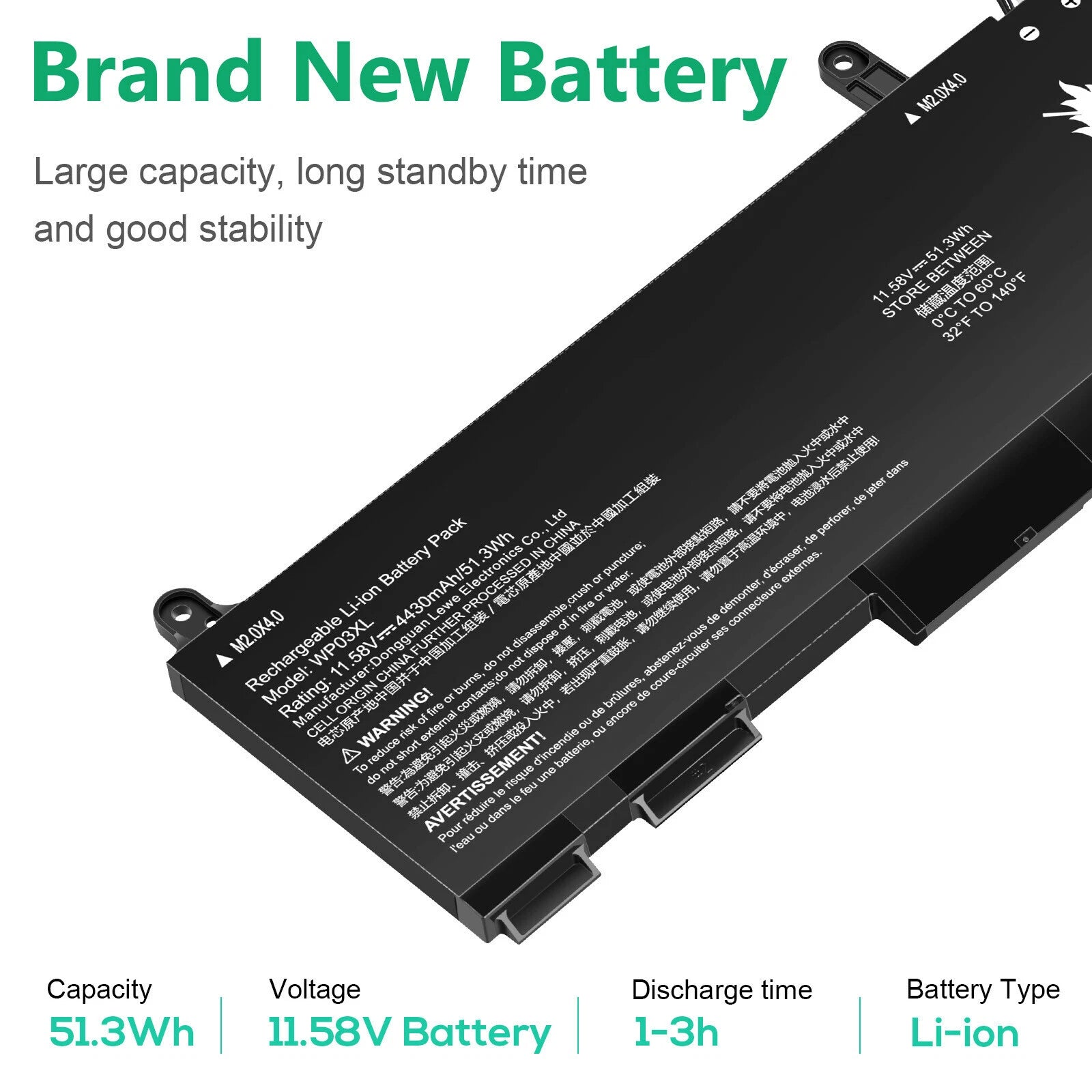 Battery WP03XL For HP Split X2 13-M000 EliteBook 830 835 845 860 865 G9 G10 G11