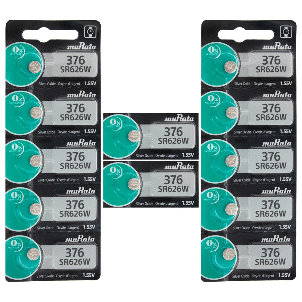 Murata SR626SW 377 28mAh 1.55V Silver Oxide Watch Battery - 12 Pieces Tear Strip