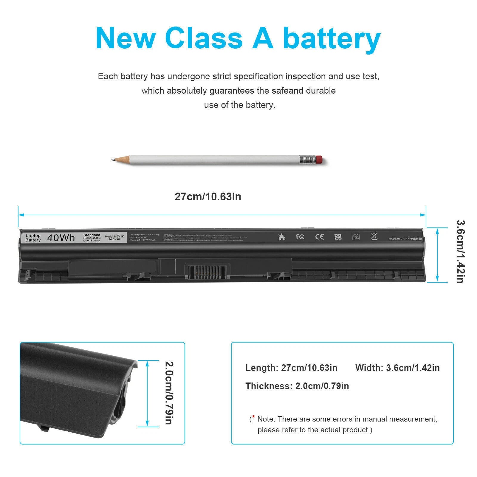 M5Y1K Battery for Dell Inspiron 3451 5451 5551 5555 5558 5559 5755 5758 40Wh