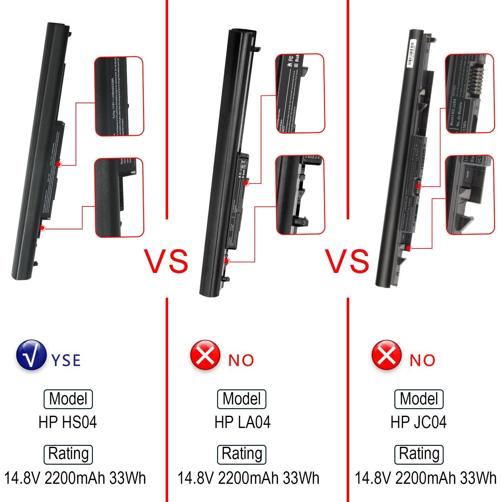 Laptop Battery for HP 15 15g 15q 15-ba079dx 15-ba113cl 15-af131dx HS04 HS03