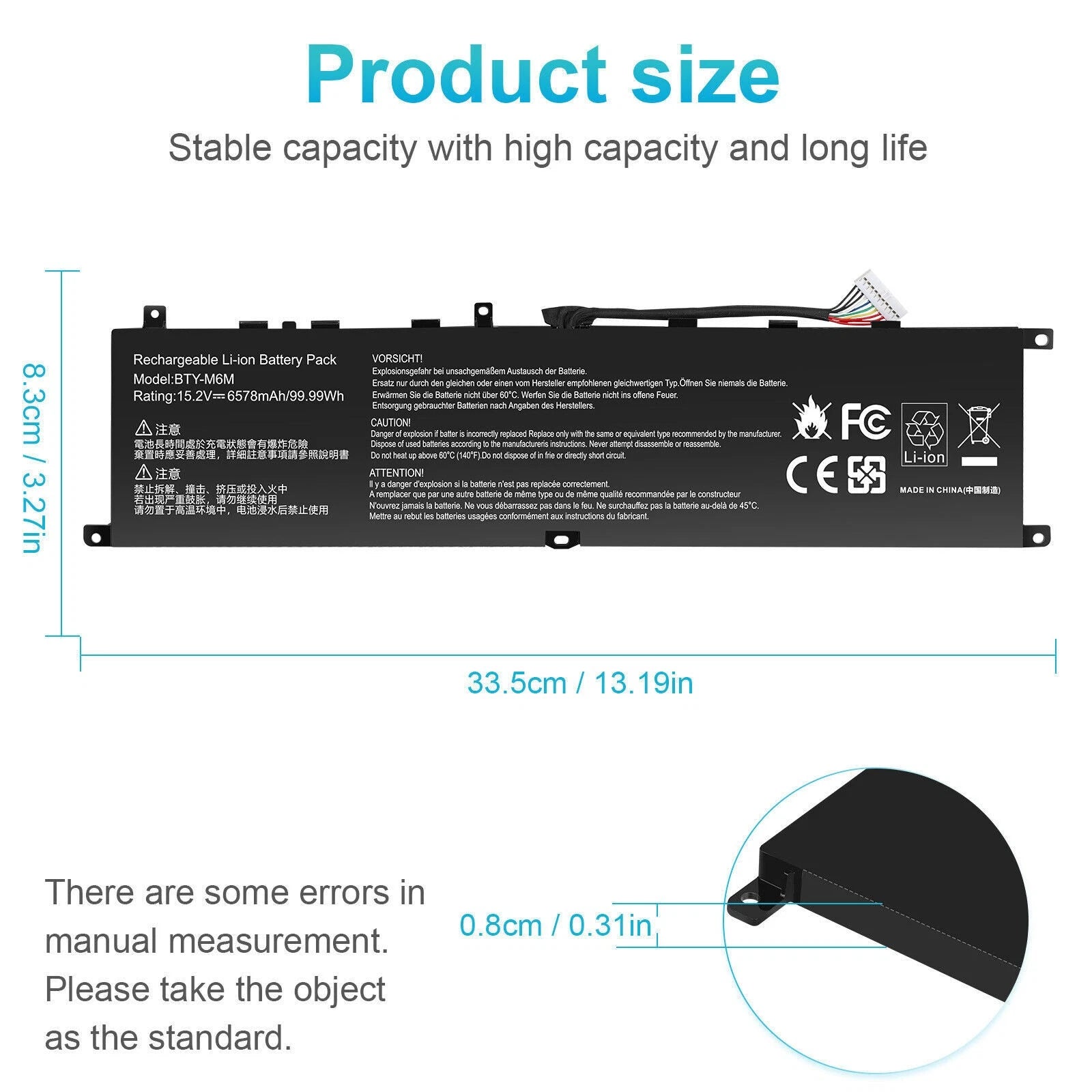 ??BTY-M6M BATTERY FOR MSI GS66 Stealth 10SF 10SFS 10SGS GE66 Raider GE76 6578mAh