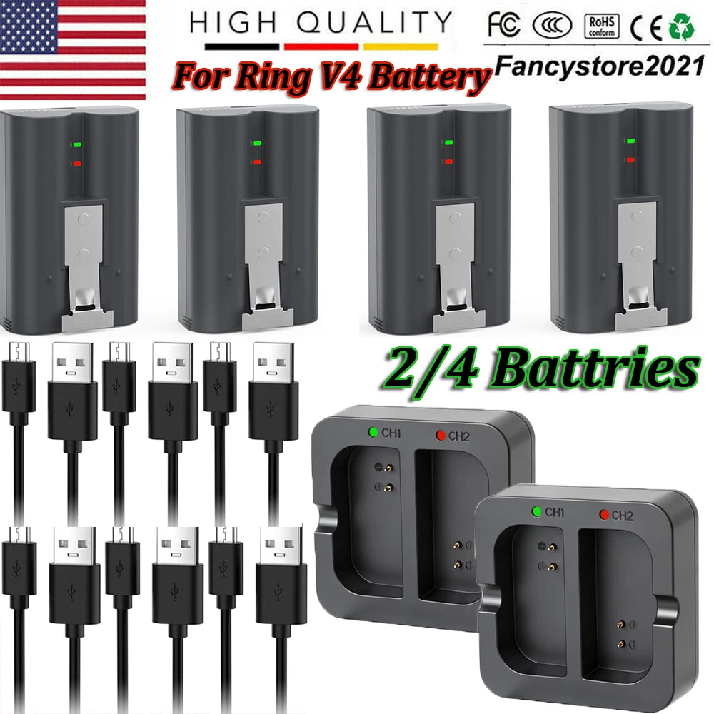 2/4Pcs Battery V4 For Ring Battery Doorbell Plus/Pro, Video Doorbell 2/3/4