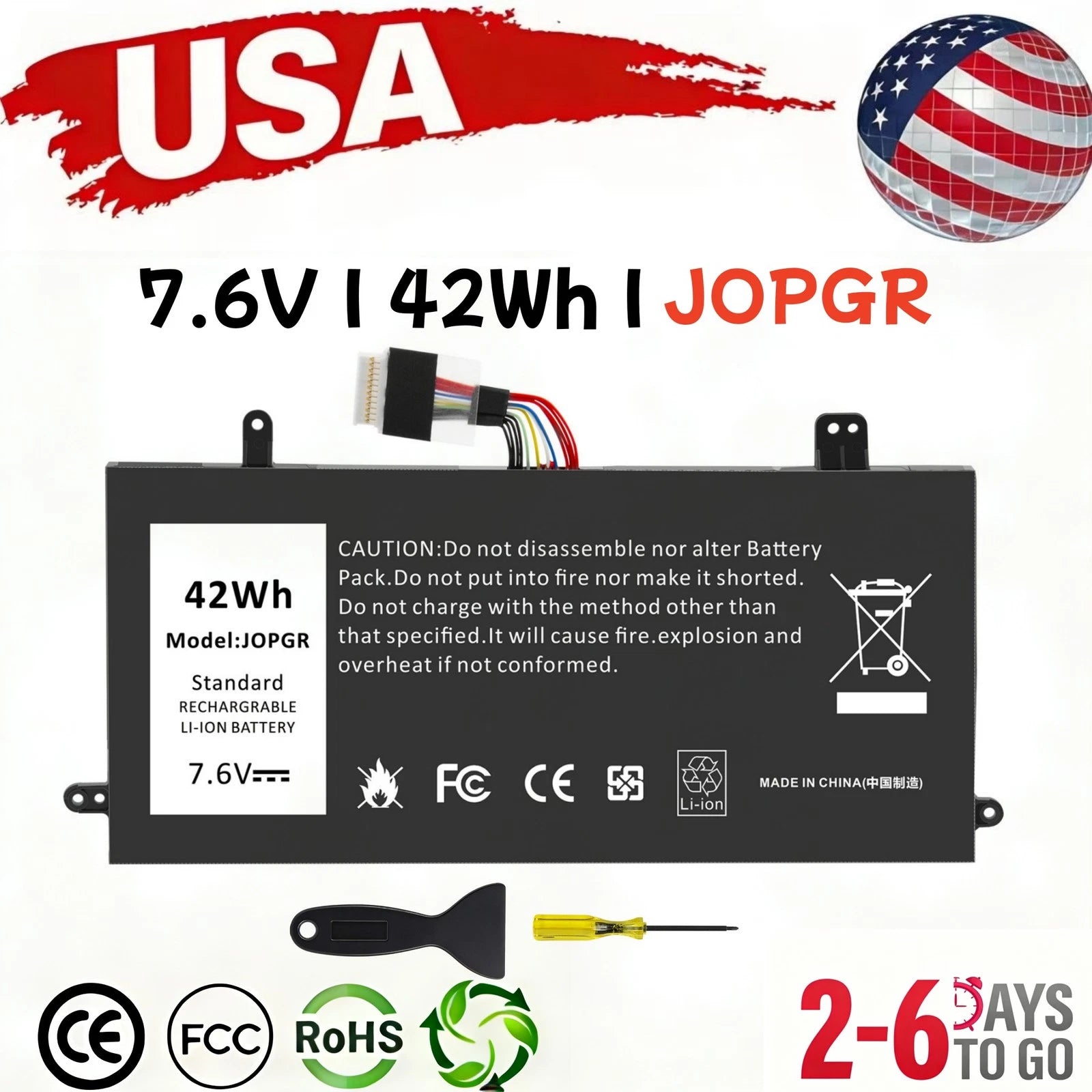 42Wh J0PGR JOPGR Battery for Dell Latitude 12 5290 5285 2-in-1 T17G 0J0PGR FTH6F