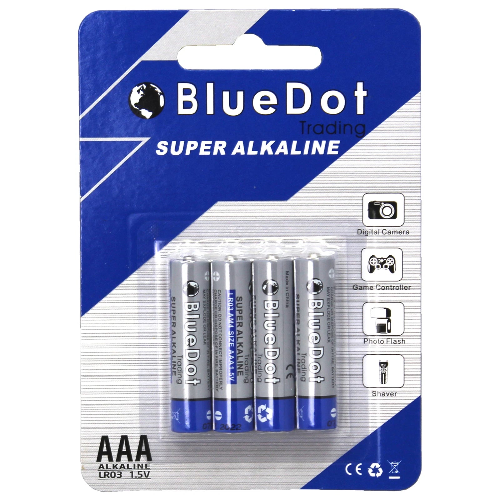 4-PACK AAA TRIPLE A HEAVY DUTY BATTERIES - BlueDot Alkaline 1.5V ~NEW FREE SHIP