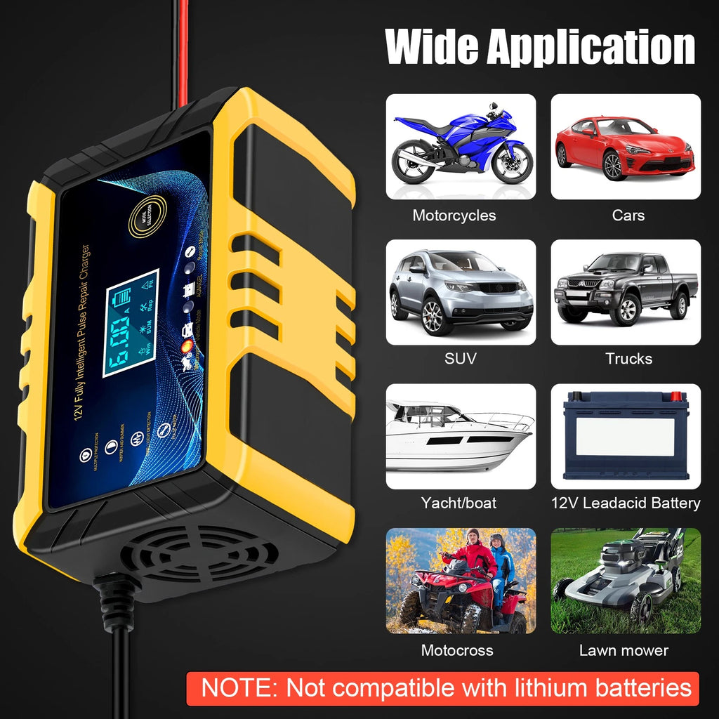 12V 6A Smart Car Battery Charger Maintainer Trickle Charger Motorcycle AGM