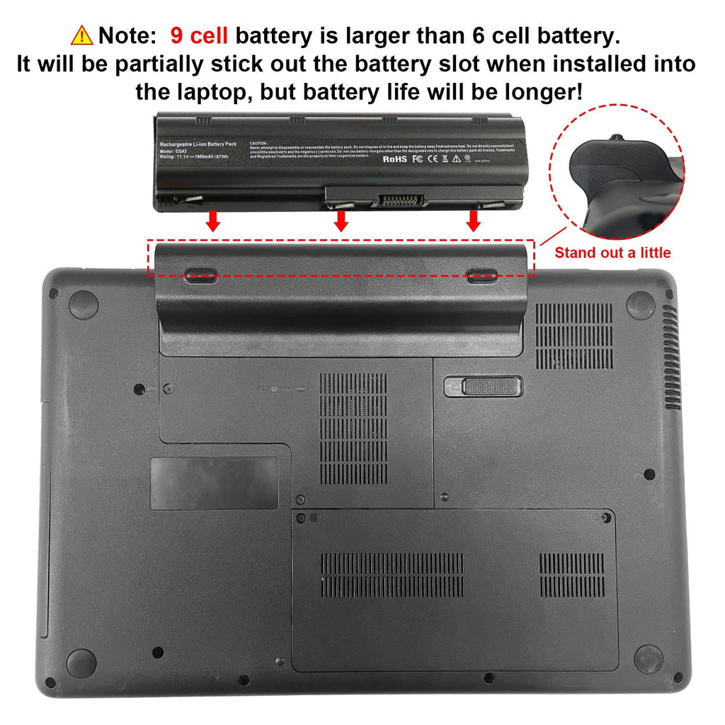 7800mAh Battery for HP Pavilion Fits: dv7 dv6 dv5 g6 g7 dm4 G72 593553-001 CQ42