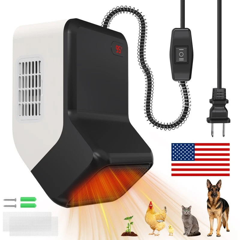 Portable Electric Space Dog Pet House Heater with Thermostat Anti-Bite Wire Wall