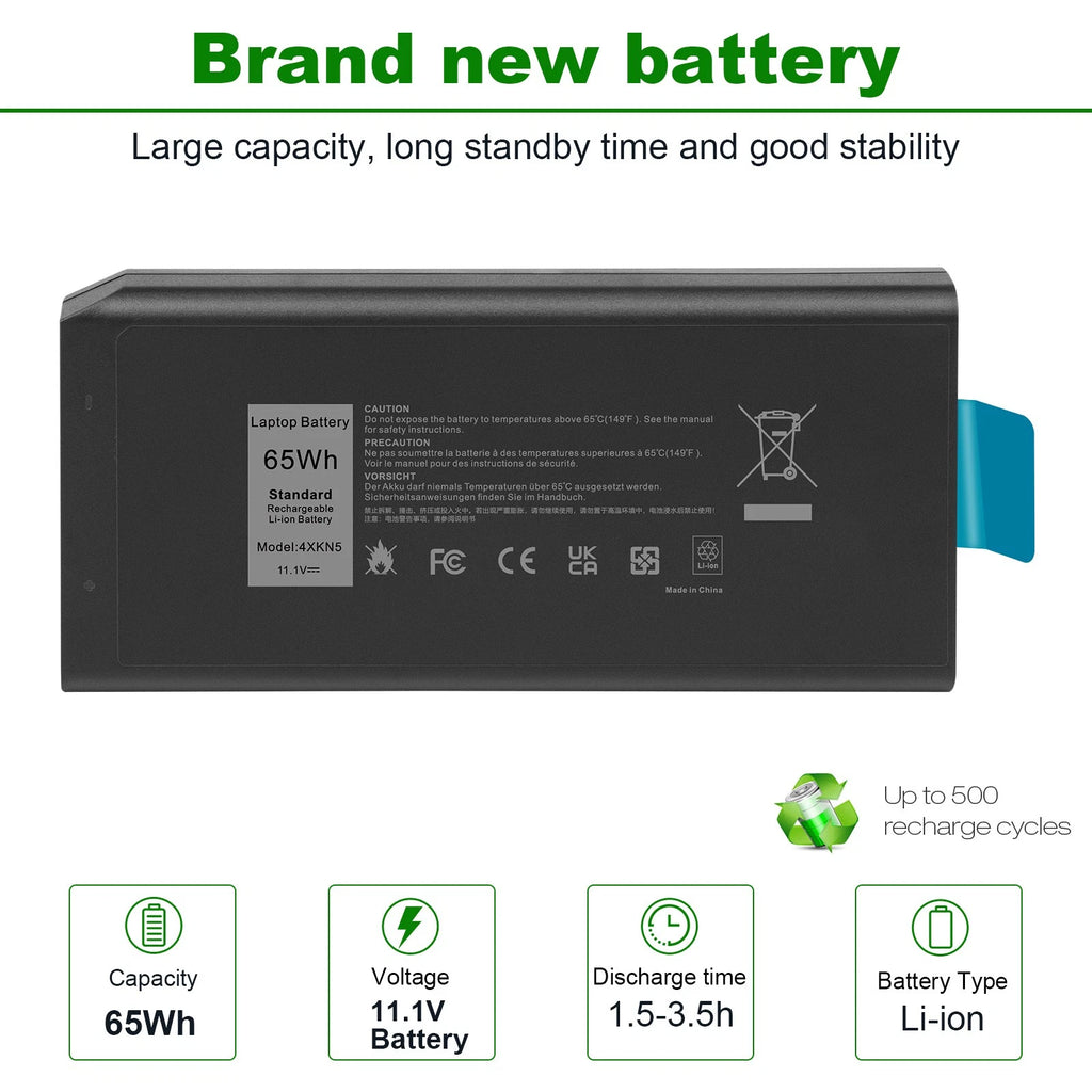 ??LOT 4XKN5 Battery For Dell Latitude E5404 7404 5414 Rugged Extreme 65Wh 6Cells