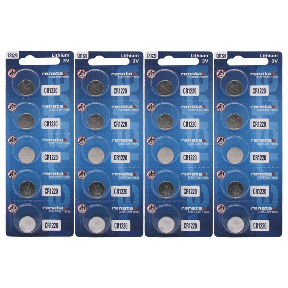 20 Renata 1220 Battery CR1220 Lithium 3v (4 Packs of 5)