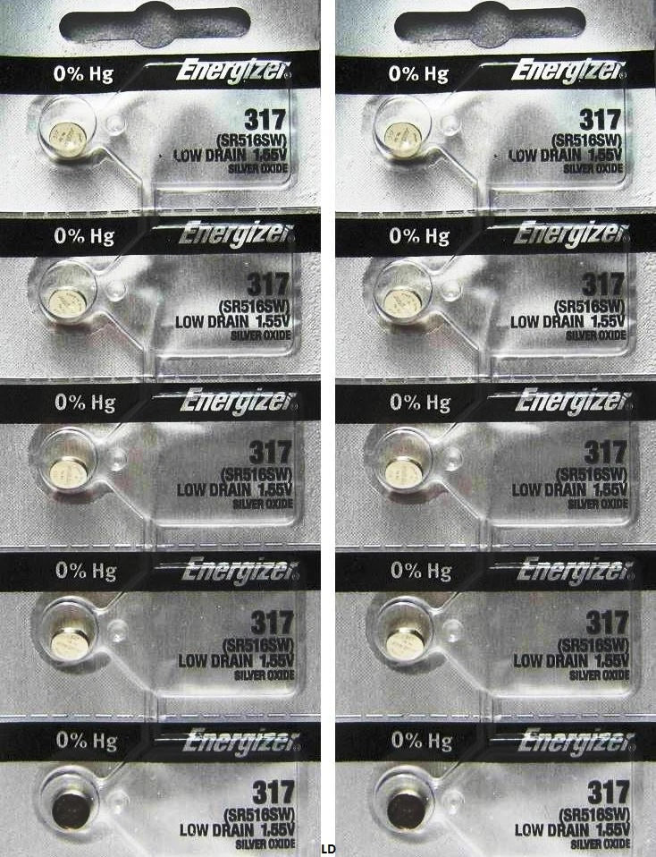 ENERGIZER 317 SR516SW (10 piece) SR516 BATTERY NEW SEALED Authorize Seller