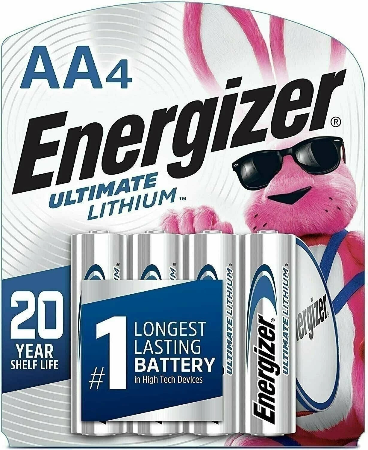 4 Energizer AA Ultimate Lithium Batteries (L91, FR6, LR6, 15-LF, FR14505) bulk.