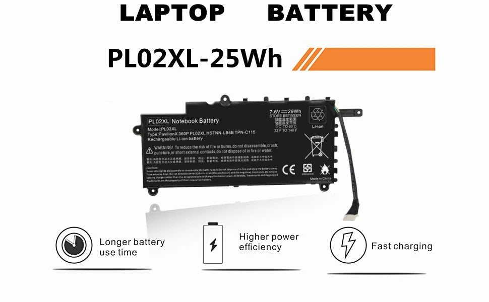 7.6V Battery for HP Pavilion 11-n x360 PL02XL 11-n010dx 751875-001 751681-421