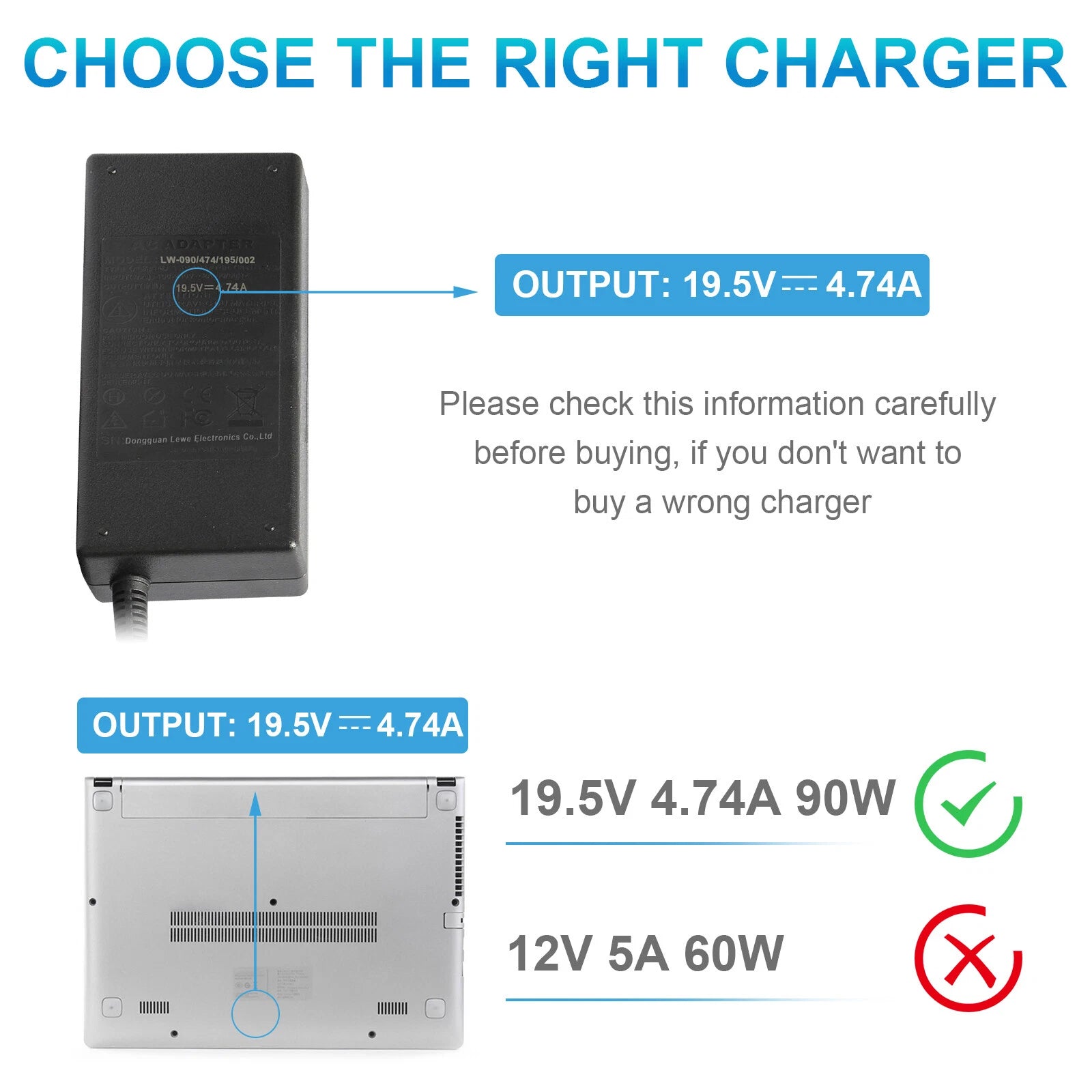 90W AC Adapter For LG 22LN4510 24LN4510 29LN4510 29LB4510 19V 4.7A Power Charger