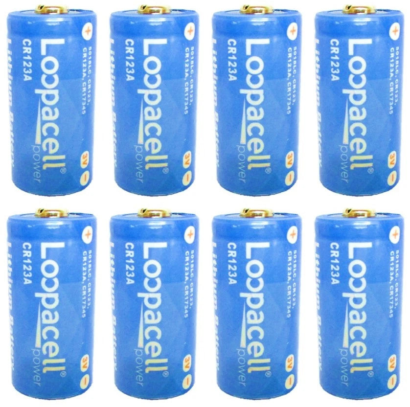 8 pack Loopacell Lithium CR123A 3V CR17345 Camera Photo Battery