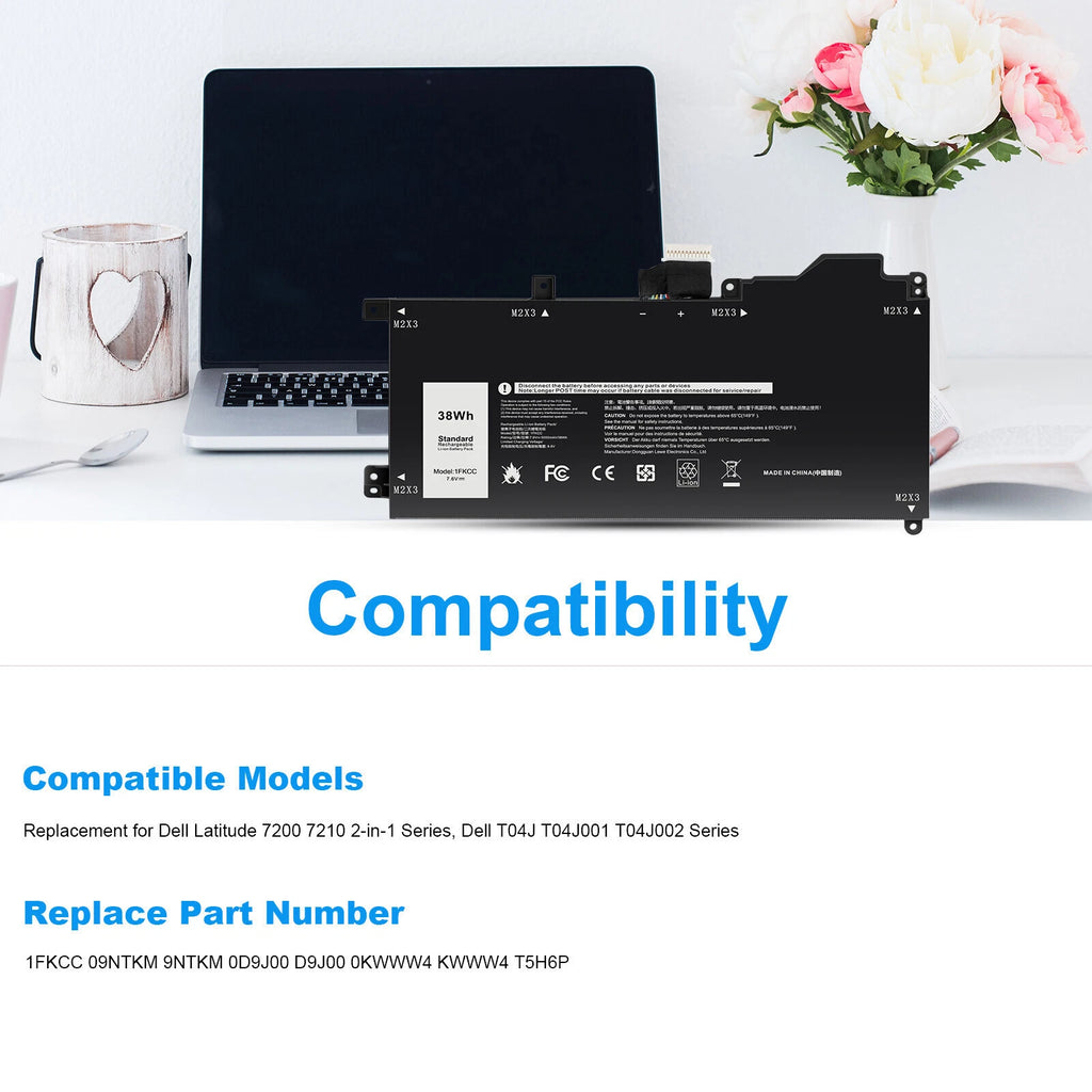 ?New 1FKCC Battery For Dell Latitude 7200 7210 2-IN-1 KWWW4 D9J00 9NTKM Series