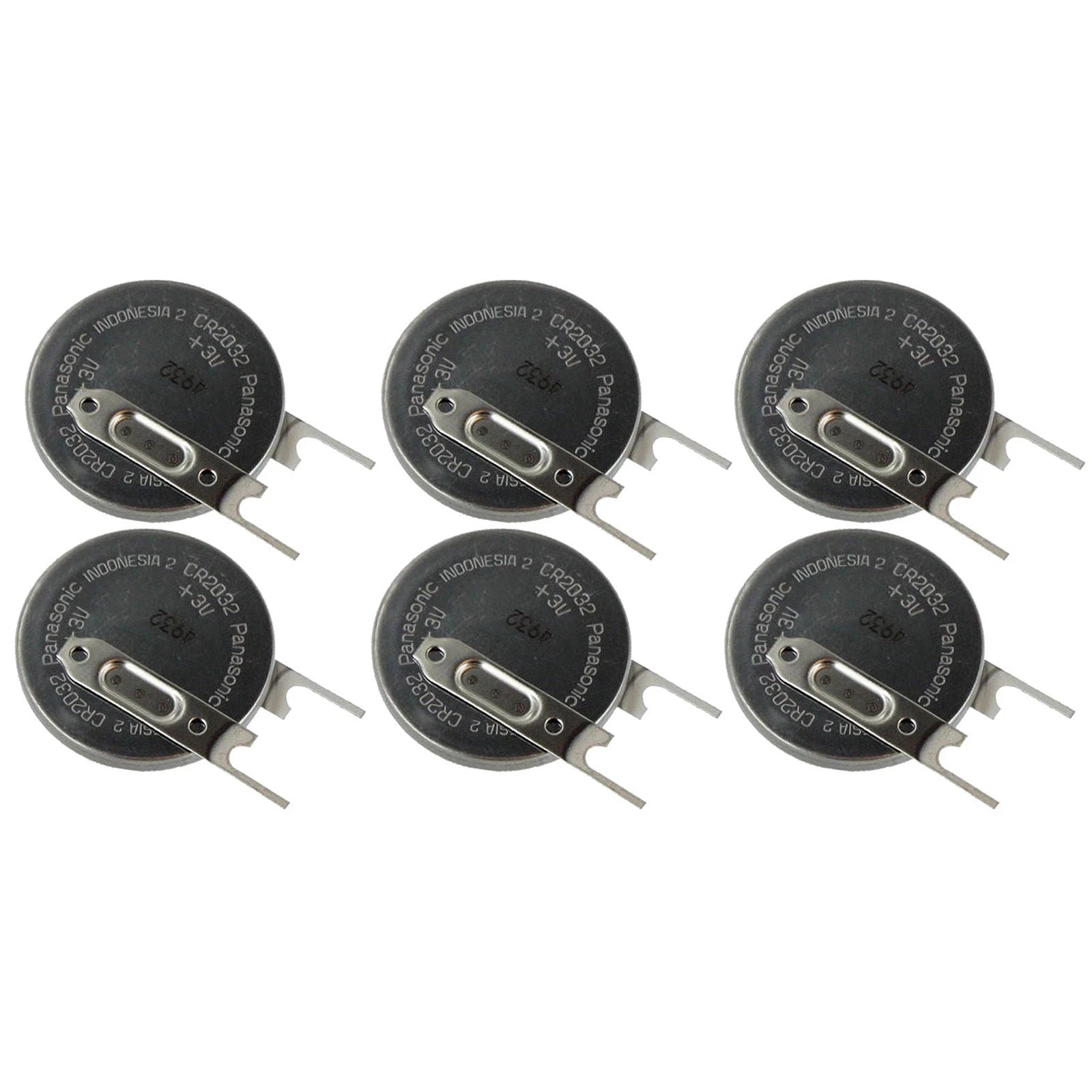 6x CR-2032/VBN 3V Lithium Coin Battery Vert 2 PC Pins CMOS Display