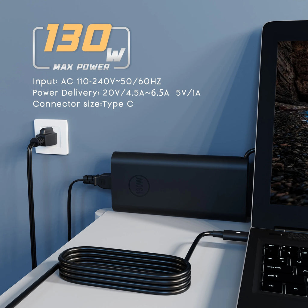 130W USB C Charger for Dell XPS 15 9500 9700 9575 T4V18 Laptop Adapter Type-C