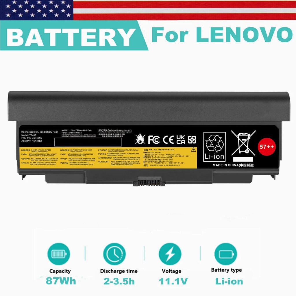 T440P 45N1145 Battery for Lenovo ThinkPad T540P L440 L540 W540 0C52863 57+ 87Wh