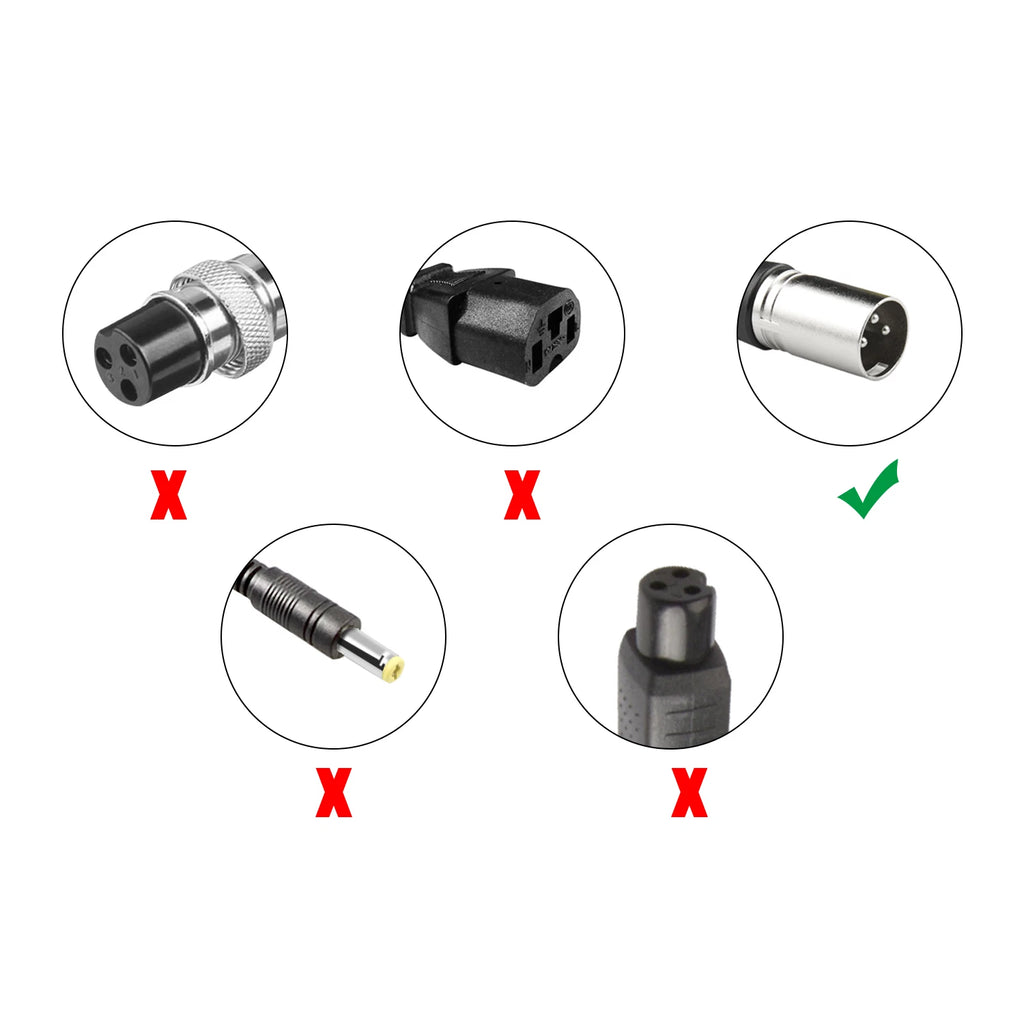48V 42V 36V 24V 3 Pin Charger Power Adapter XLR Cord For Razor Jazzy Rascal GOGO