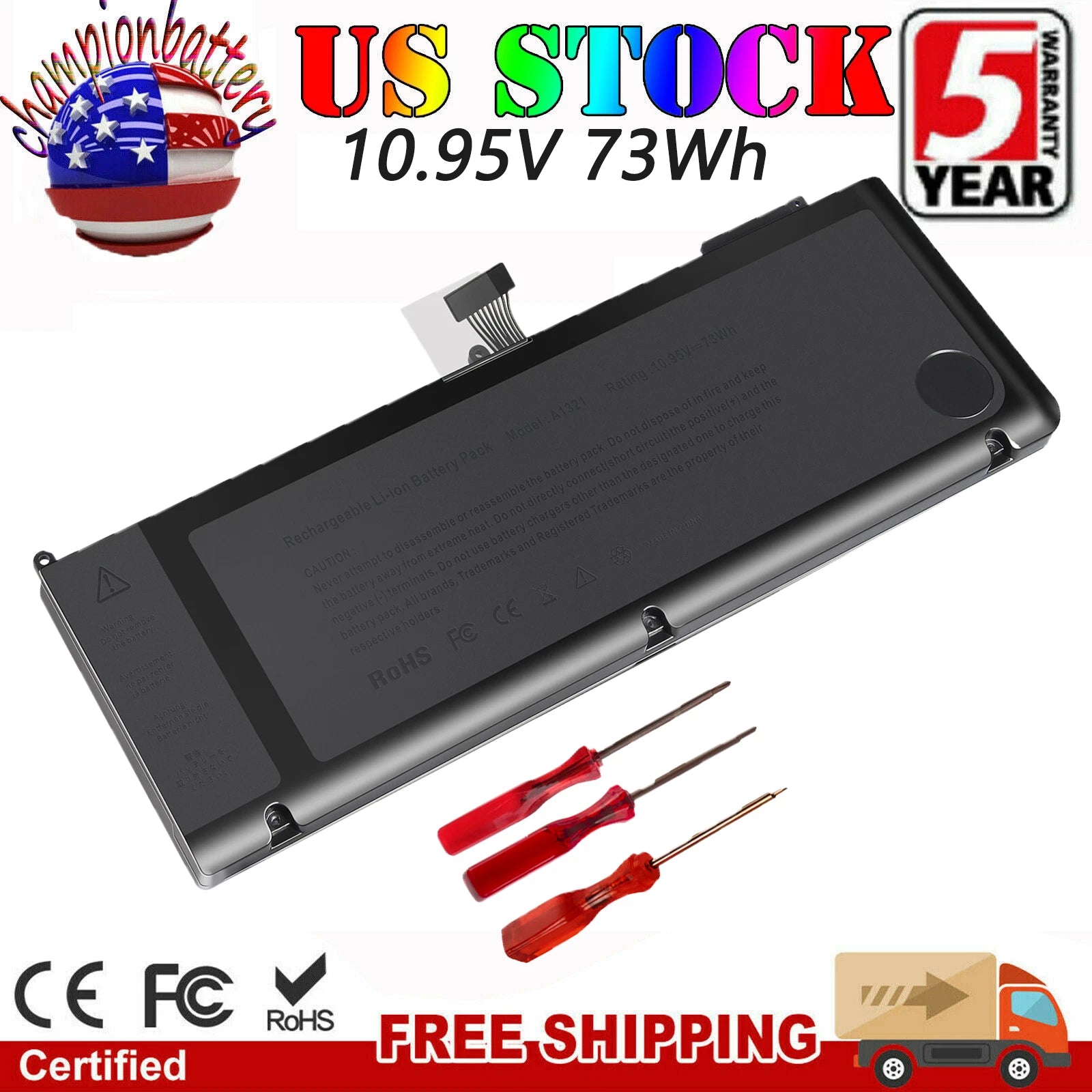 Battery for Apple MacBook Pro 15" A1286 661-5211 Mid 2009 Early 2010 A1321 73Wh